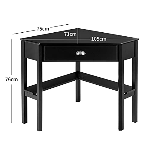 Target Marketing Systems Wood Corner Desk With One Drawer And One Storage Shelf, Black #TOP6