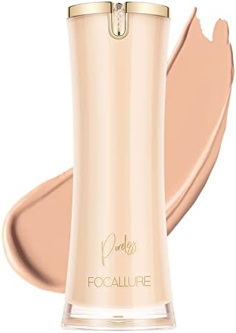 FOCALLURE PerfectBase Lasting Poreless Liquid Foundation, Medium to Full Coverage with Matte Finish, Covers Blemishes & Under-Eye Circles for All Skin Types, CP12 TULLE
