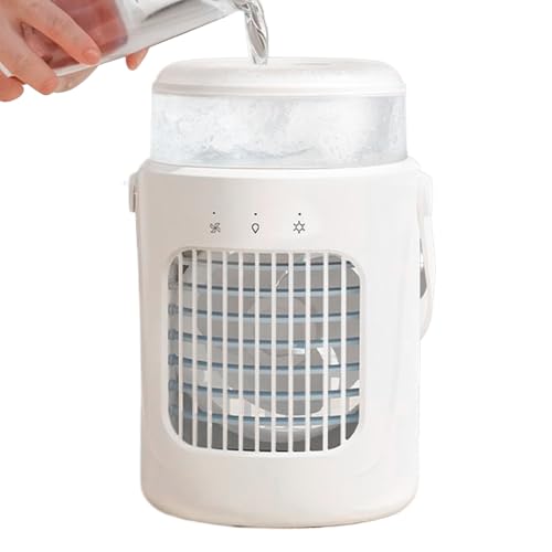 Kustimantu Climatizador Portátil Para Interiores - Acondicionador Portátil Personal Para Escritorio | De Enfriamiento Silencioso Con Luz Para Salón, Camping Y Autocaravana
