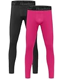 Roadbox 2 Pack Boys Compression Leggings Pants - Youth Basketball Baseball Tights Base Layer Breathable Football