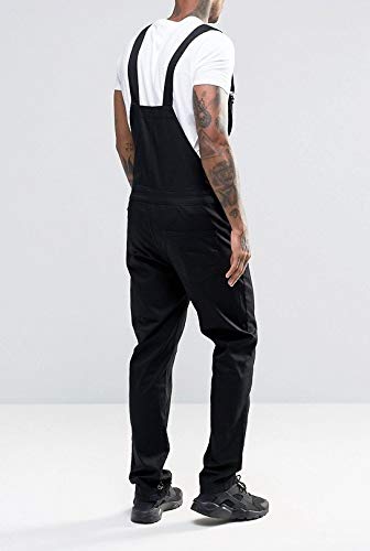 WSLCN Calça Jeans Suspensório Macacão Jeans Masculino com Alça Ajustável Preto Tamanho M