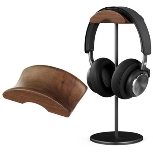 Support de Casque en Bois de Noyer et en Aluminium, Support de Jeu en Noyer Naturel avec Base en métal Solide pour Tous Les écouteurs