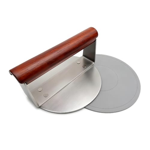 oxcjoapn Smashed Burger Press-Heavy Duty Stainless Steel Patty Smasher with Heat-Resistant Handle for Griddle, Bacon,and Smash Burgers,6 inch