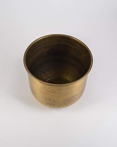 Serene Spaces Living Medium Antiqued Brass Vase - Simple Design With Curved Base Accent Piece, 5.75" Tall And 6" Diameter #TOP1