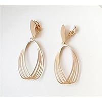 Elegante Geometrische Matte Metalen Goud Ovale Vorm Hanger Clip Op Oorbellen Geen Doorboord Voor Vrouwen Meisje Oor Clips Sieraden Gift