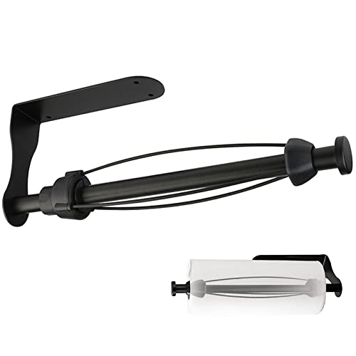 Paper Towel Holder Under Cabinet, One-Handed Tear, Wall Mount, Stainless Steel, with Damping Effect, Self-Adhesive or Drilled for Kitchen Bathroom