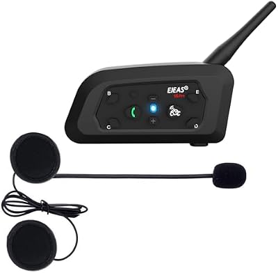 Ejeas V6 Pro Intercomunicador Bluetooth para Motocicletas, Gama Comunicación Intercom de 1200m, intercomunicador Casco Moto, Impermeabilidad, Intercomunicacion Entre 6 Motociclistas