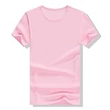 Bawełniana koszulka dziecięca Chłopiec Dziewczynka Unisex Krótki rękaw Okrągły dekolt Czysta Bawełna Zestaw T-shirtów Podstawowych Miękkie Oddychające Lato Szkoła Sport Klasyczny A45, a2-różowy, 7-8