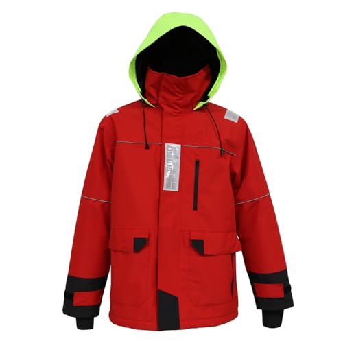 Segeljacke und Latzhose für Herren, Offshore-Segeln, Küstenkreuzfahrten, Segeln, schlechtes Wetter, wasserdicht (Jacke, Rot, L), Rot/Ausflug, einfarbig (Getaway Solids), Einheitsgröße