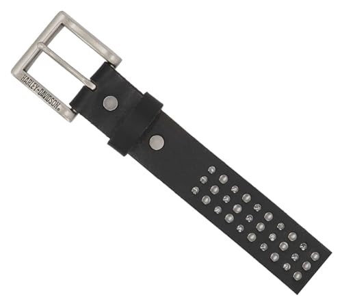 Harley-Davidson Men's Triple Row Studded Genuine Leather Belt - Black3