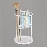 Paragüero circular de doble capa, organizador multifuncional de entrada para paraguas de lluvia, bastones y bastones