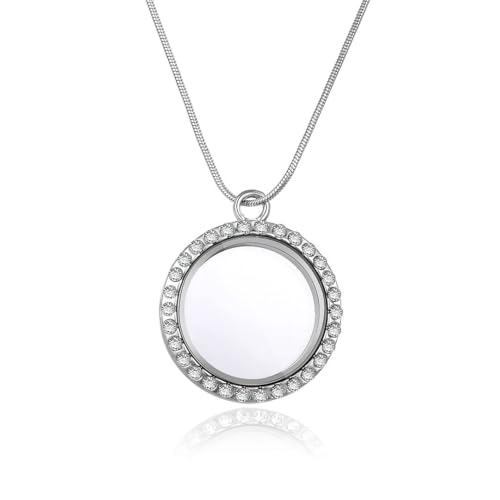 Adabele Living Memory Floating Locket Round or Heart Glass Pendant Necklace 28 Inch Tarnish Resistant Hypoallergenic Stainless Steel Surgical Women Men Jewelry4