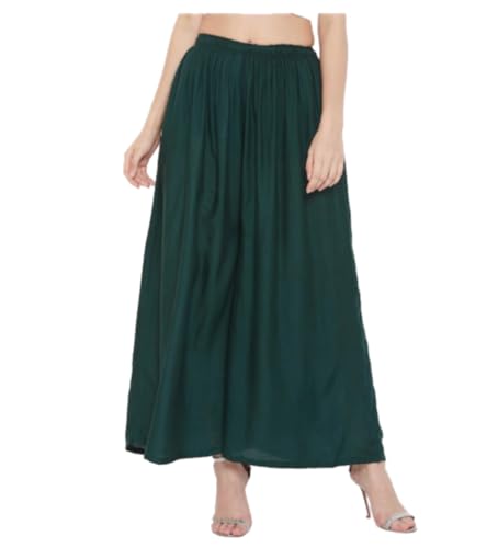 Image of TNQ Full Flared Cotton Palazzo Pants || Gold Print Printed Sharara Garara || Ethnic Or Casual Wear