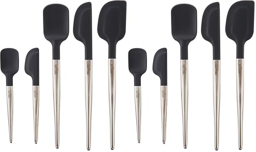 All-Clad Specialty Silicone Kitchen Gadgets 5 Piece Set, Spatulas Tools, Hacks Black (Pack of 2)