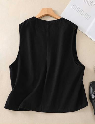 IDEALSANXUN Womens Linen Vest Tops Spring Summer Casual Button Down Sleeveless Blazer Jackets3