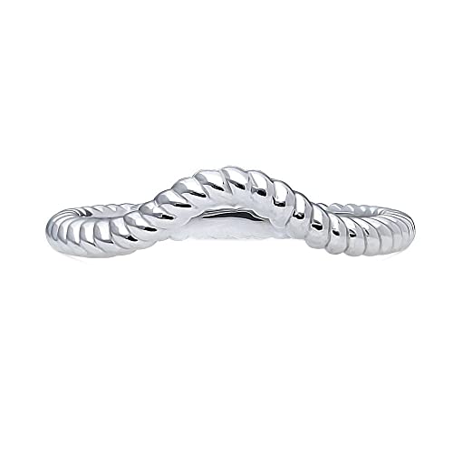 BERRICLE Sterling Silver Woven Wedding Rings Wishbone Curved Band for Women, Rhodium Plated Size 4-102