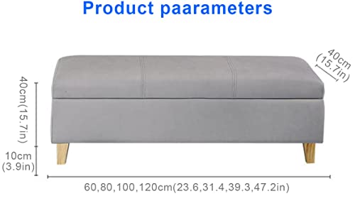 Banco de almacenamiento de cuero rectangular con patas de madera para dormitorio 3