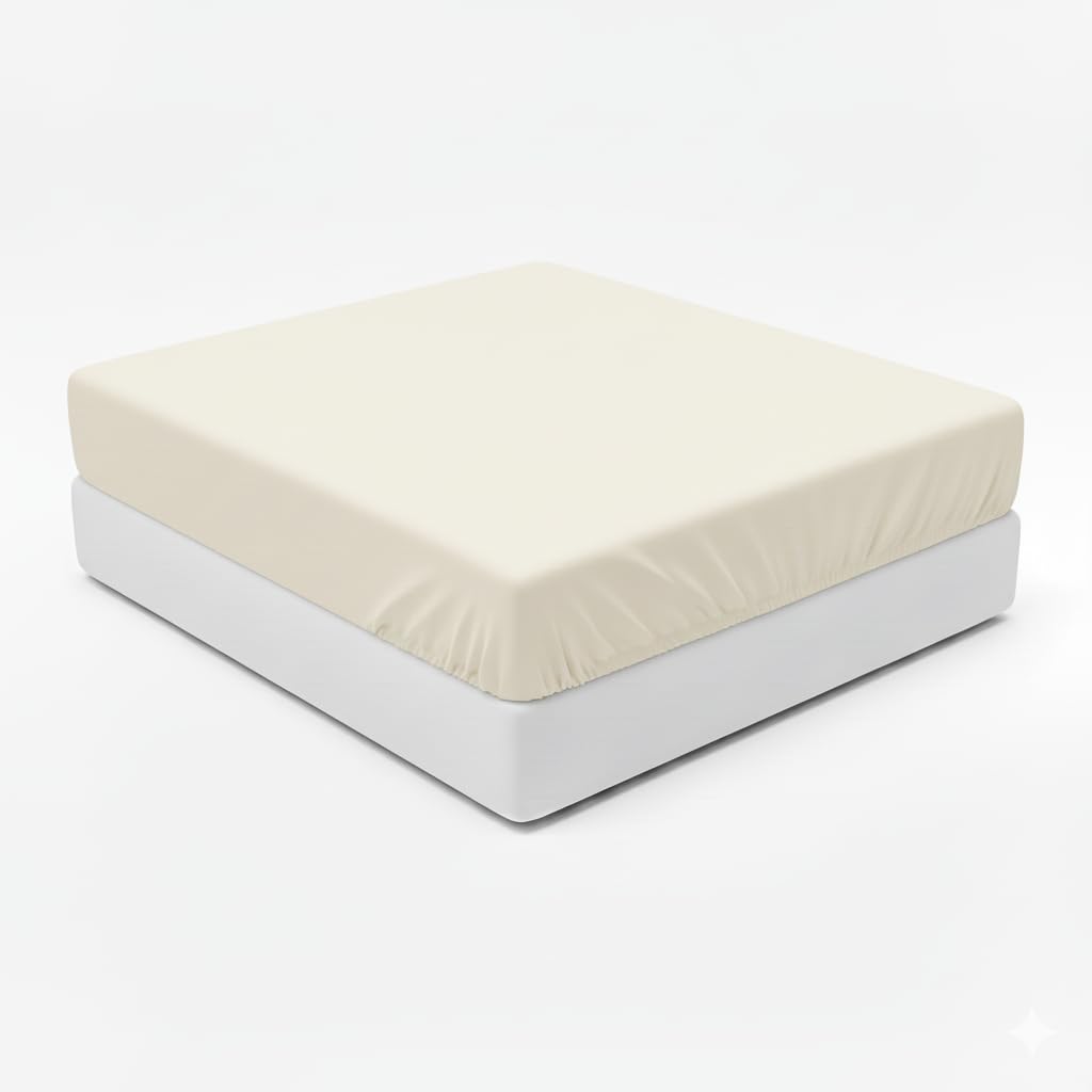 Posh Wave 2 Pack 4FT Cream Extra Deep Fitted Sheets 40cm Deep Pocket – Super Soft 1800 Brushed Microfiber Sheets, Wrinkle Resistant, Breathable, Durable & Easy Care