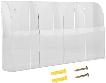 TV Remote Control Holder Wall Mount Acrylic Clear Media Organizer Storage Box Case With 4 Grids For Table Desk Bedside