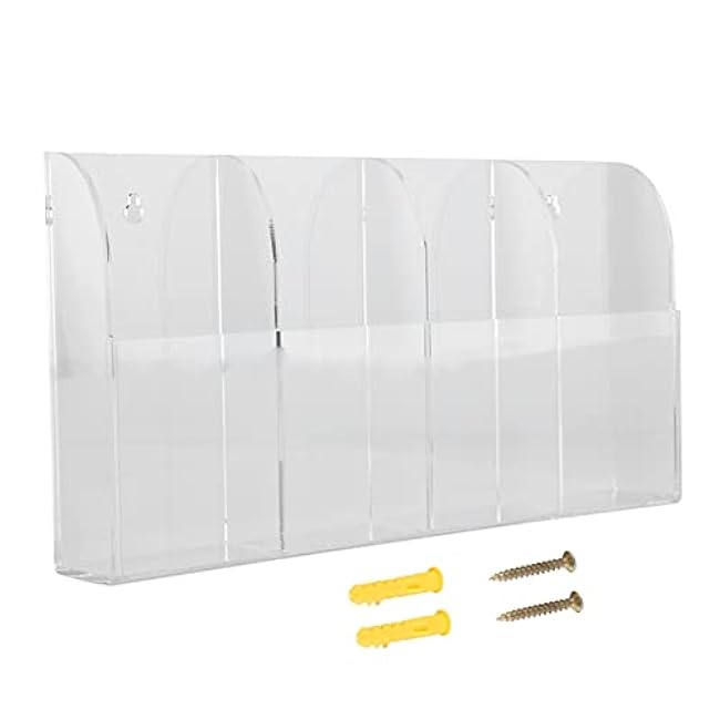 4 Case Storage Box Acrylic Organizer Wall Mount Organizer with 4 Compartment Air Conditioner Remote Control Holder Mobile Phone Storage Box for Home Office Living Room Bedroom