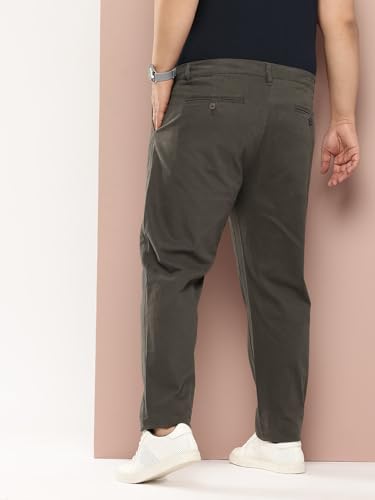 Image of Thomas Scott Men's Smart Plus Size Regular Fit Solid 100% Cotton Chinos Trouser with 4 Pockets | Woven Casual Pants
