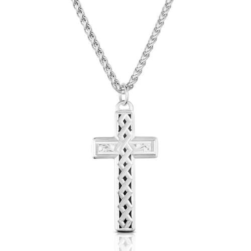 Montana Silversmiths Western Lifestyle Made in the USA Men's Cross Necklace (Woven Legacy American Made)