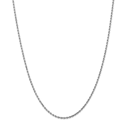 Black Bow Jewelry 2Mm, 14K White Gold, Diamond Cut Solid Rope Chain Necklace, 18 Inch #TOP2