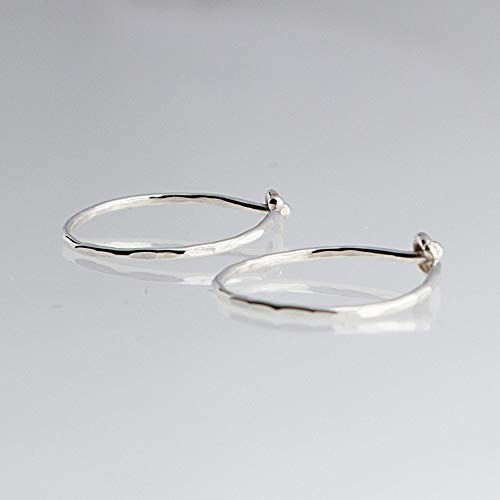 Extra Thin Delicate Hammered Sterling Silver 9mm Hoop Earlobe Earrings Cartilage Tragus