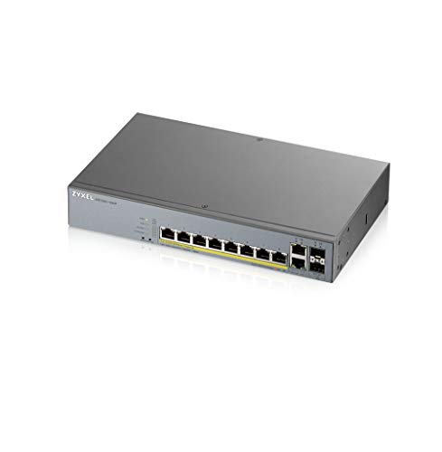 Image of Zyxel 8-Port Gigabit PoE+ Switch | Smart Managed | 130 Watt Budget | 2X Gigabit Copper Ports + 2X SFP | Nebula Cloud Managment | Long Range | TAA Compliant [GS1350-12HP]