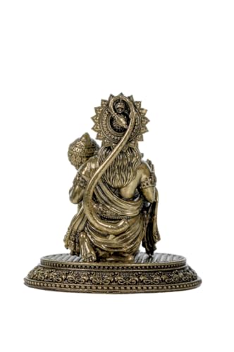 Estatua de Hanuman Ji sentado de latón 3 pulgadas miniatura 5