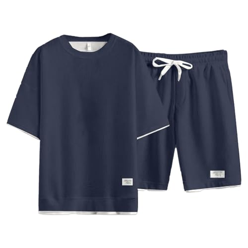 Costume homme d'été décontracté ample ensemble 2 pièces style superposition moderne
