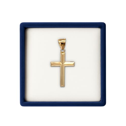 Cross+Crown Premium 14K Yellow Gold Cross Pendant, Durable Double-Bonded 14K