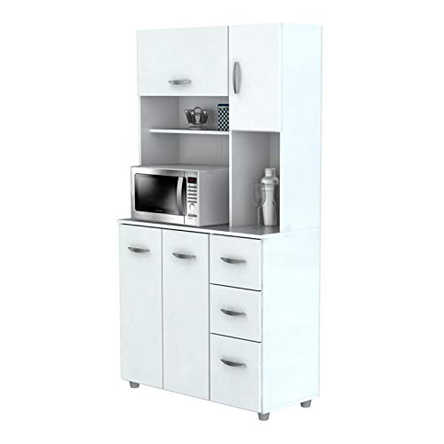 Inval America 4 Door Microwave Storage Cabinet, Laricina White #TOP4