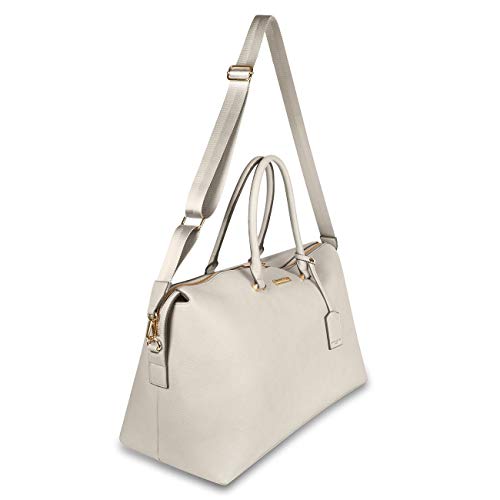 Katie Loxton Kensington Womens Large Vegan Leather Convertible Strap Top Handle Weekender Duffle Bag Off White