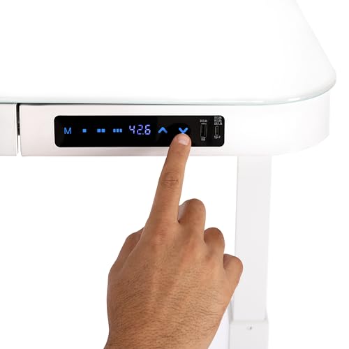 Seville Classics Airlift Mesa Regulable en Altura Vidrio Templado, Blanco, 121x61 cm - imagen 9