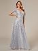 Ever-Pretty Women's Sequin Formal Dress Sparkly V-Neck Short Sleeve A-Line Floor Length Prom Evening Gown Silver US16