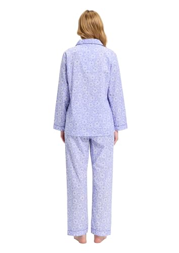 Image of GLOBAL Women Cotton Pajamas Long Sleeve PJs Button Down Sleepwear S-3XL