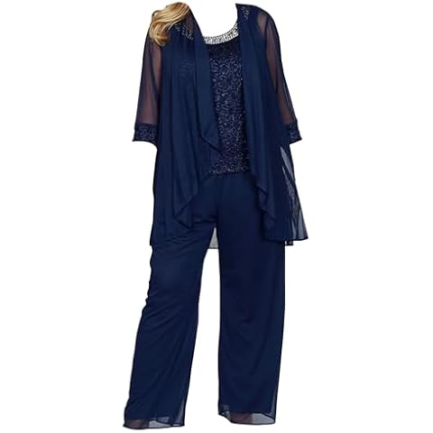 ranrann Women's Chiffon Lace 3 Piece Suit Cover