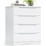 Gizoon 4 Drawers Chest, White Bedroom Drawer Dresser and Organizer with Large Storage Capacity, Embe