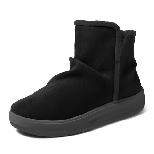 Dearfoams Women's Pine All Day Comfort and Water Resistant Ankle Boot, BLACK, 10