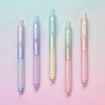 WRITECH Stylos d'encre de gel rétractables: 0.7mm Fine pointe encre noire esthétique Gradient Couleur Barrel Soft Grip Stylo point moyen 5ct avec 5 Recharges pour le journaling écriture lisse Quick-dry Pas de saignement