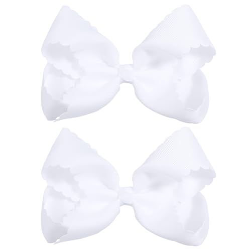 Nœuds à cheveux blancs haut de gamme à bords festonnés de 12,7 cm