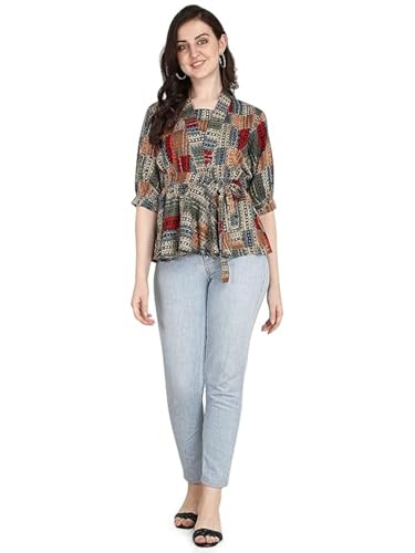 Image of OM SAI LATEST CREATION Women Solid Western Top with Half Sleeves for Office Wear, Casual Wear, Top for Women.