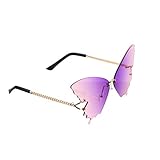 SOIMISS Randlose Sonnenbrille Schmetterling Sonnenbrille Vintage Punk Ocean Beach Hipster Brille Augenschutzbrille für Frauen Damen Grau Foto Requisite (Lila Und Rosa)