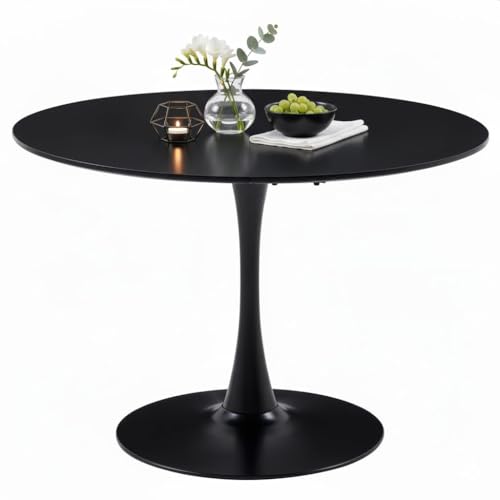 ZECIIYE Table à manger ronde, 110 cm, moderne, ronde, design tulipe, pour 4 à 6 personnes, table...