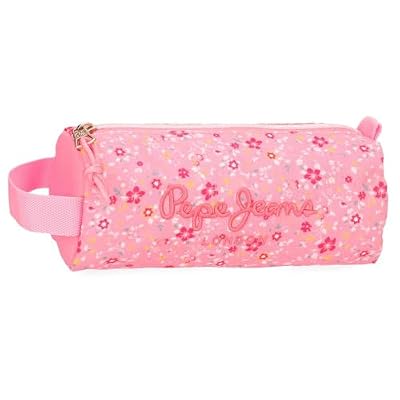 Pepe Jeans Alenka Astuccio scolastico, Dimensioni portarlo nello zaino, in cartella o in borsa di Joumma Bags, Rosa, Taglia unica, Astuccio rotondo