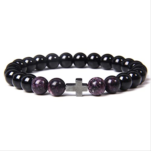 Bracelet en améthystes et onyx noir, un bijou spirituel de haute qualité pour homme et femme