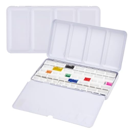 PH PandaHall Caja grande de paleta de acuarela, lata de pintura de metal con 42 sartenes de 2 ml/24 sartenes de 3,2 ml vacíos para acuarela, estuche de pintura para artistas y estudiantes, 11,4 x 22,6
