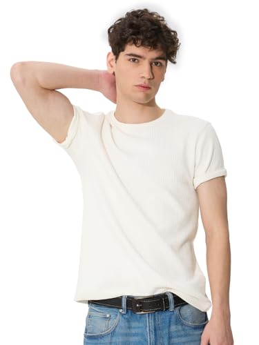 Image of The Souled Store Korean T-Shirts: Men and Boys Short Sleeves Round Neck Solid Regular Fit Easy to Style Everyday Wear Trendy Lightweight T-Shirt
