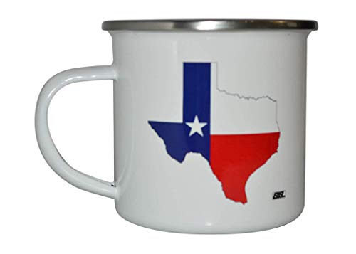 Rogue River Tactical Texas State Cutout Flag Camp Mug Enamel Camping Coffee Cup Gift TX Texan Lone Star State Camping Gear